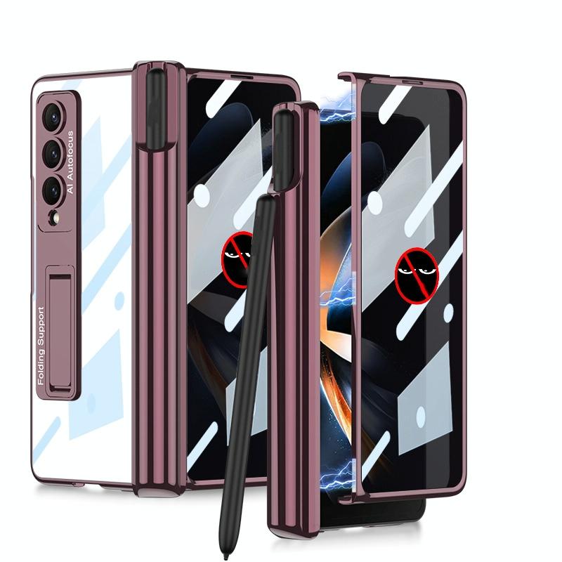 For Samsung Galaxy Z Fold4 5G Foldable Magnetic Privacy Case With Pen Holder - Fits 4Th Generation Ipad - Black