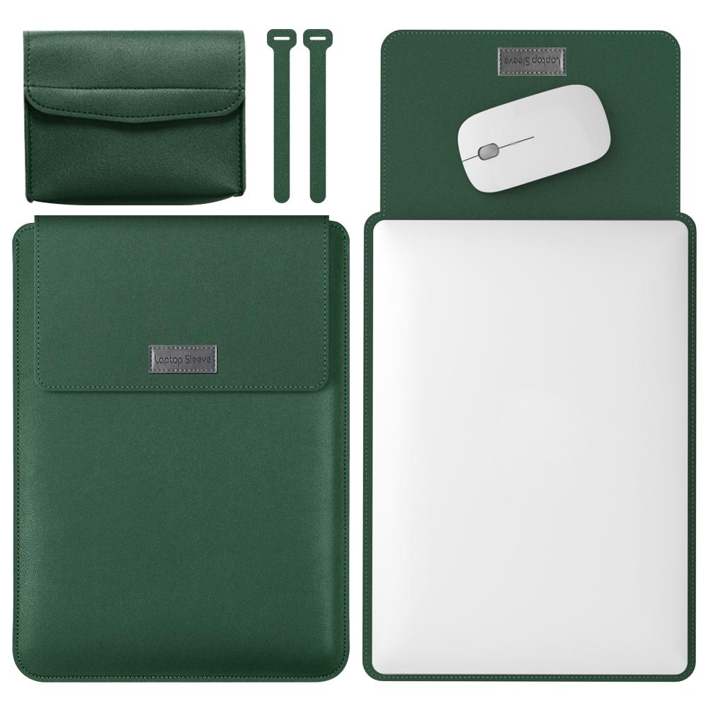 11 / 12 Inch Leather Computer Bag - Lightweight &amp; Portable - 4 in 1 - Dark Green