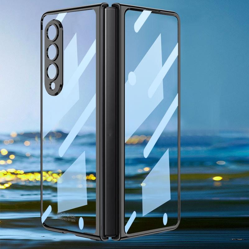 For Samsung Galaxy Z Fold4 5G Full Coverage Electroplated Glass Case - Black