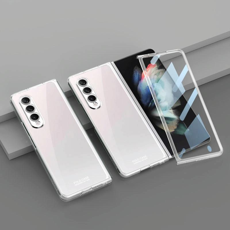 For Samsung Galaxy Z Fold4 5G Full Coverage Electroplated Glass Case - Black