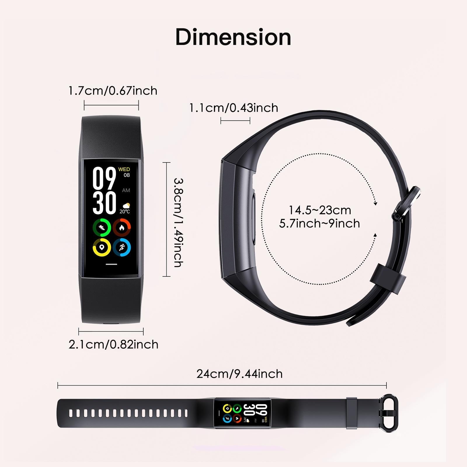Waterproof C80 Fitness Tracker - Ip67 - Dark Blue