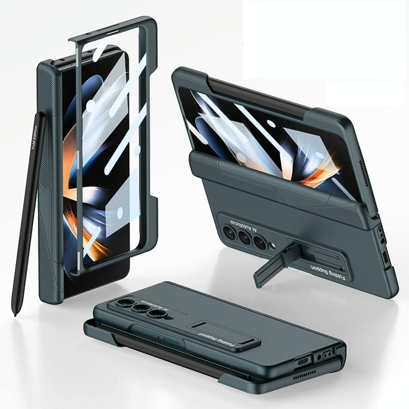 For Samsung Galaxy Z Fold4 5G Foldable Phone Case With Magnetic Closure And Pen Slot - Compact And Convenient - Silver