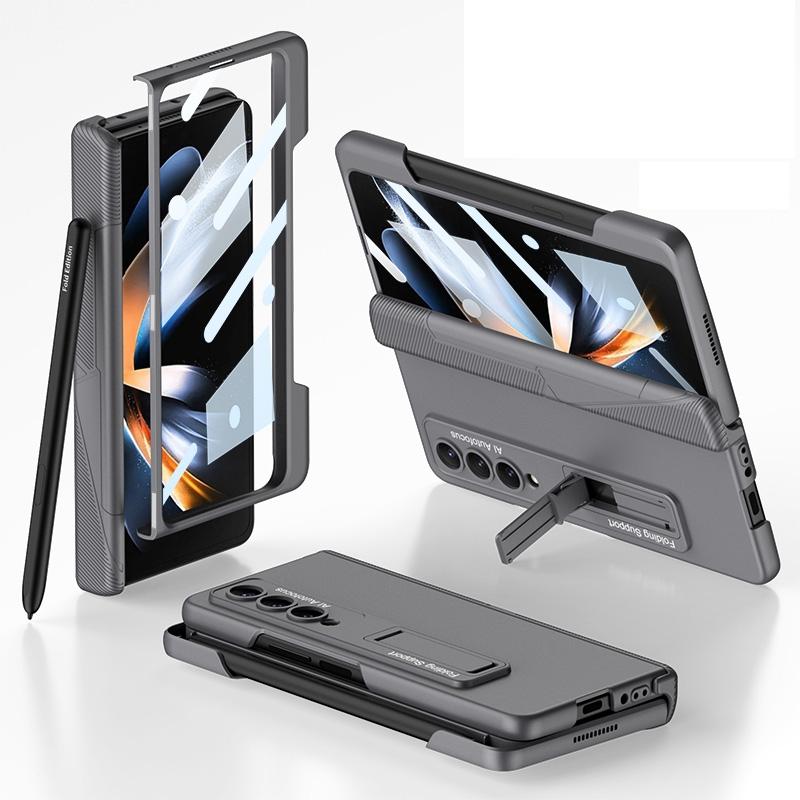 For Samsung Galaxy Z Fold4 5G Foldable Phone Case With Magnetic Closure And Pen Slot - Compact And Convenient - Silver