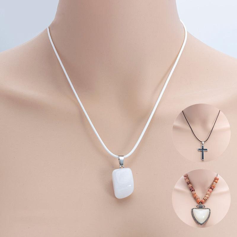 100 Crystal Pendant Necklaces On Rope Elegant Jewelry Lanyards - Black