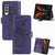For Samsung Galaxy Z Fold4 5G Embossed Butterfly Love Leather Case - Flower Design - Dark Purple