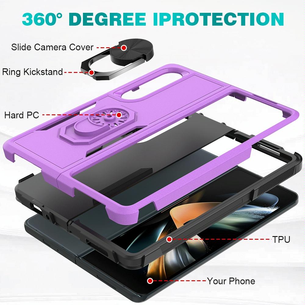 Galaxy Z Fold 4 Tpu Shockproof Case With Ring - 2 In 1 Design