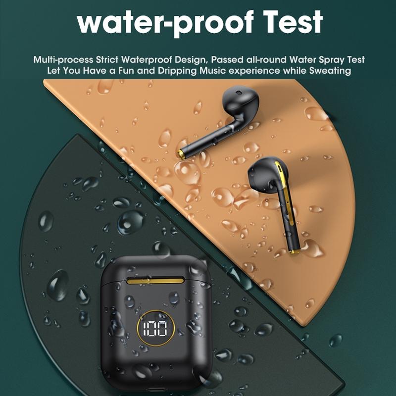 Wireless Sport Bluetooth Headphones with Led Display and Noise Reduction - Blue