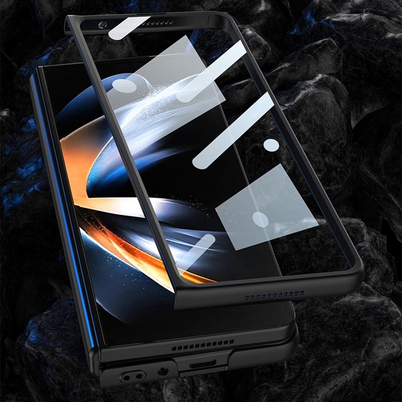 For Samsung Galaxy Z Fold4 5G Foldable Leather Case With Stand - Ultra Thin - Champagne Gold