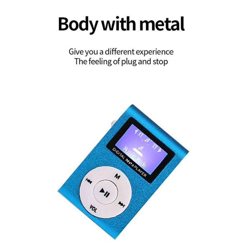 Mini Mp3 Player With Screen 128M+Earphone+Cable - Blue