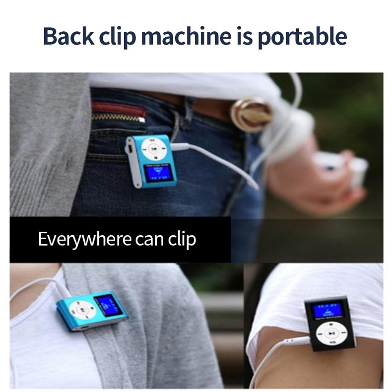 Mini Mp3 Player With Screen 128M+Earphone+Cable - Blue