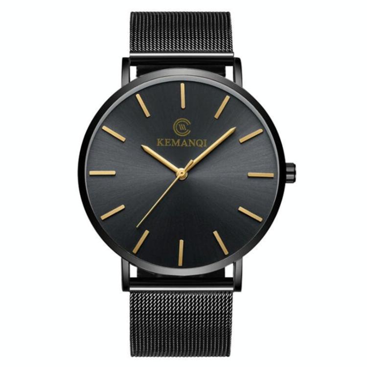 Men Waterproof Steel Mesh Quartz Watch - Ultra-thin - Ultra-Thin Rose Gold Shell White Dial Coffee Band