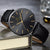 Men Waterproof Steel Mesh Quartz Watch - Ultra-thin - Ultra-Thin Rose Gold Shell White Dial Coffee Band