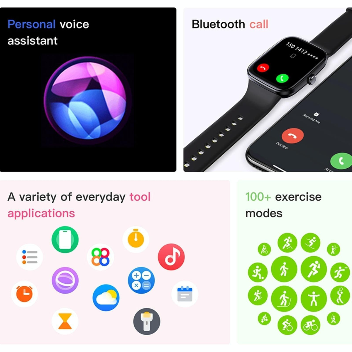 Ip67 Waterproof Smart Bracelet Bluetooth Call Fitness Tracker - Blue