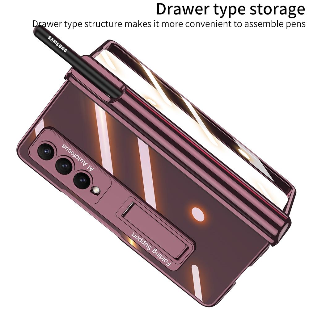 For Samsung Galaxy Z Fold4 5G Shockproof Magnetic Case With Pen Slots - Gold