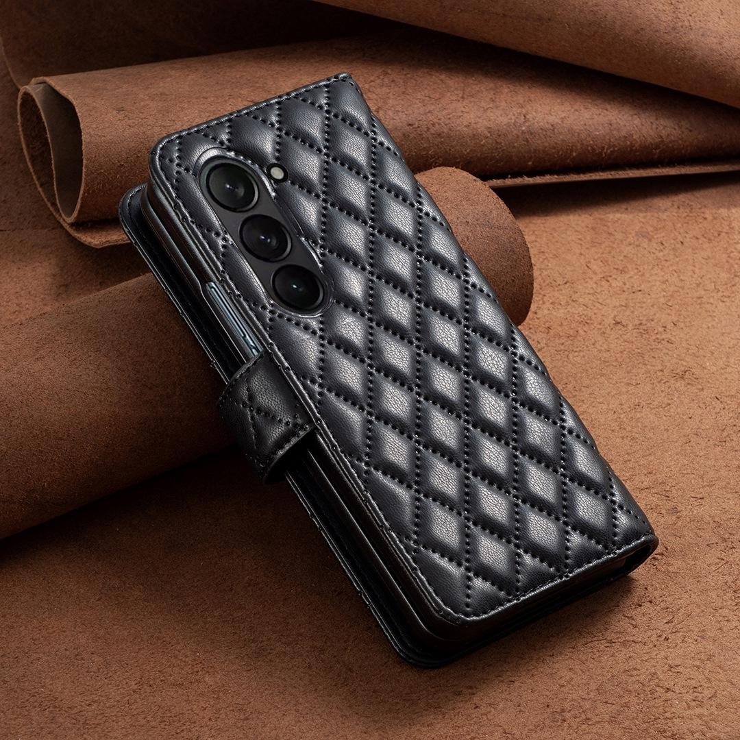 For Samsung Galaxy Z Fold4 5G Samsung Fold 4 Diamond Lattice Wallet Case - Sleek And Stylish - White