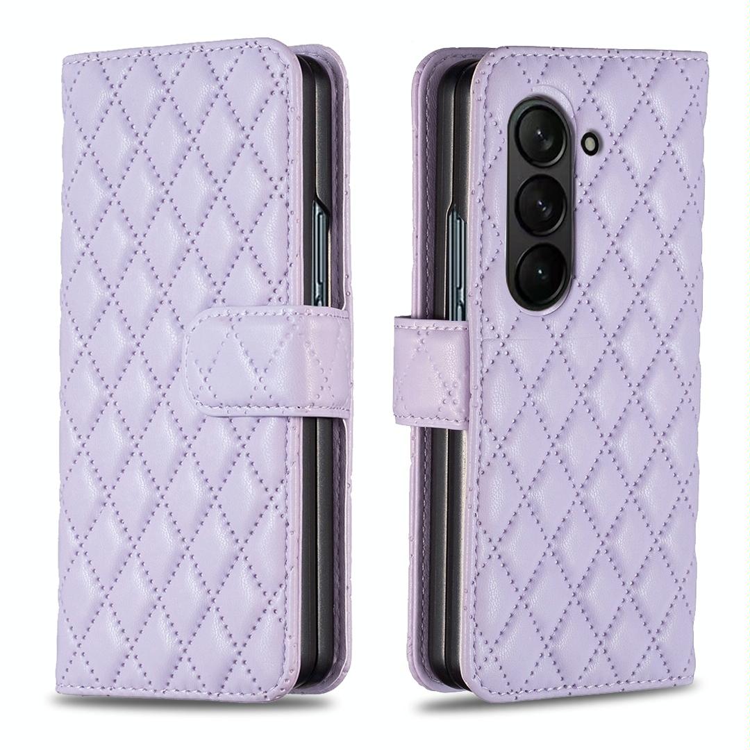For Samsung Galaxy Z Fold4 5G Samsung Fold 4 Diamond Lattice Wallet Case - Sleek And Stylish - White