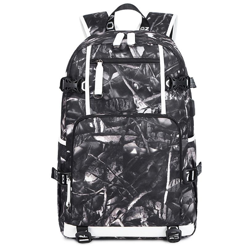 Student Waterproof Printed Backpack - Black Skin