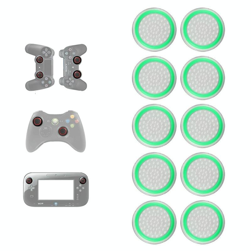 10-piece Luminous Gamepad Button Caps for Ps5 / Ps4 / Ps3 / Xbox one / 360 / Pro / Series x / s - Black Light Blue