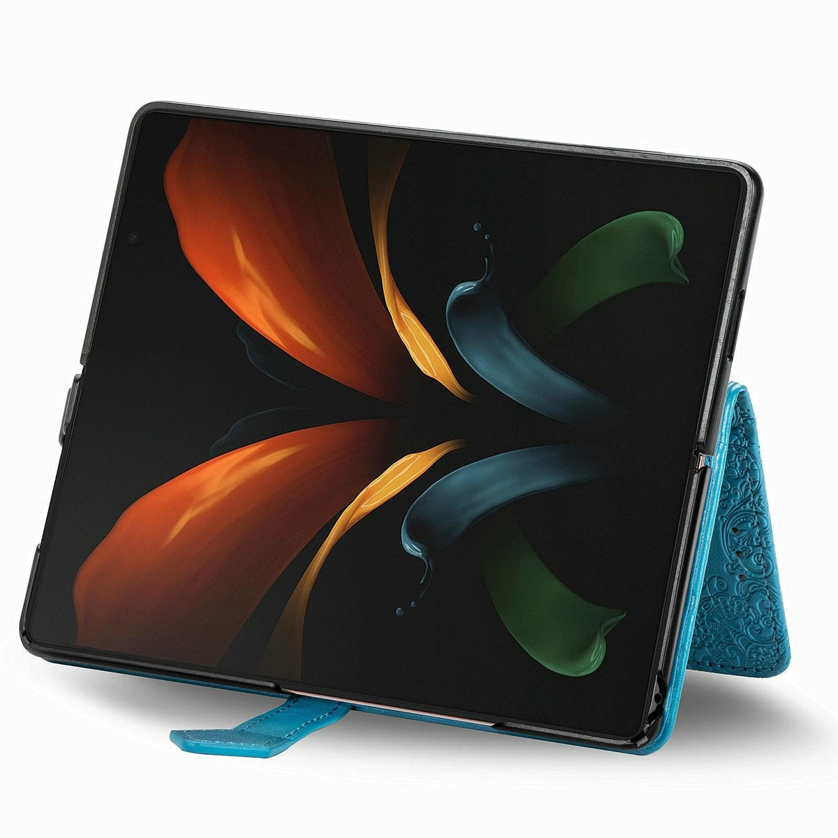 For Samsung Galaxy Z Fold4 5G Embossed Mandala Leather Phone Case - Gray