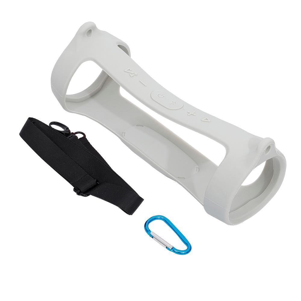 Jbl Charge 4 Speaker Cover with Strap & Carabiner - Portable Silicone Protection - Silver Gray