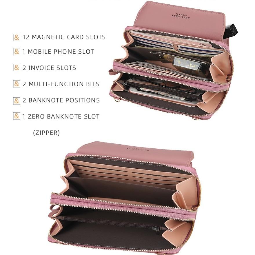 Large Capacity Shoulder Bag With Double Zipper - Dark Pink