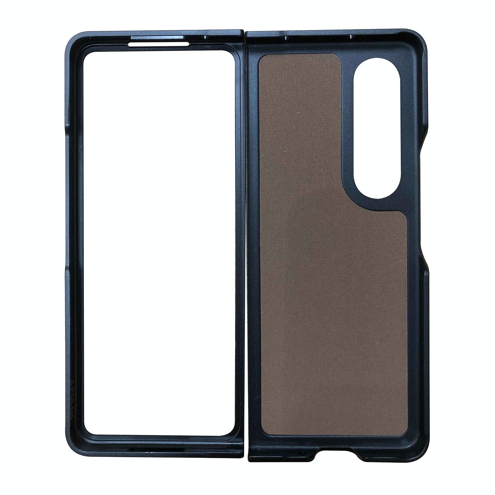 For Samsung Galaxy Z Fold4 5G Dual Tone Calf Texture Shockproof Case - Brown