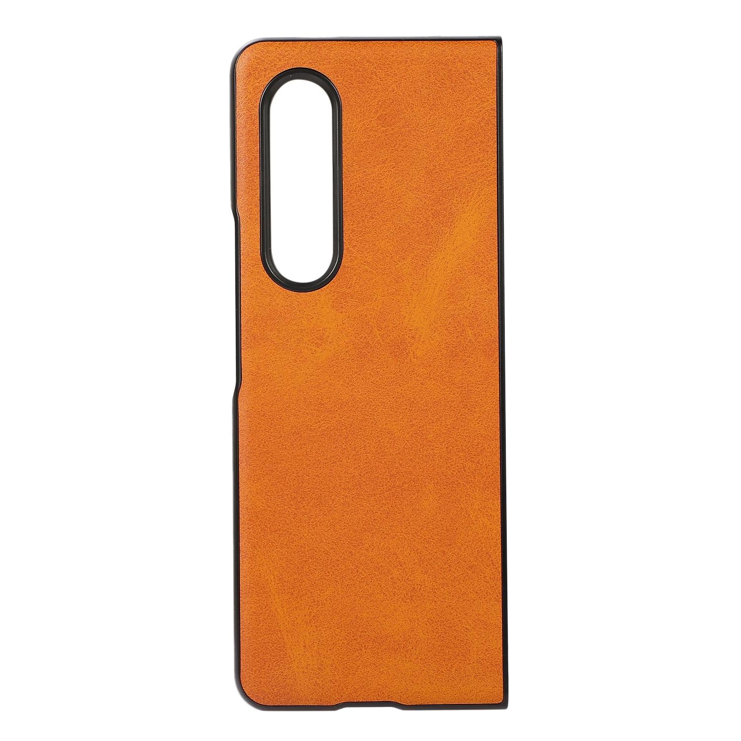 For Samsung Galaxy Z Fold4 5G Dual Tone Calf Texture Shockproof Case - Brown