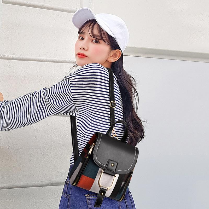 Stylish Ladies Leather Backpack - Soft Pu Material - Coffee