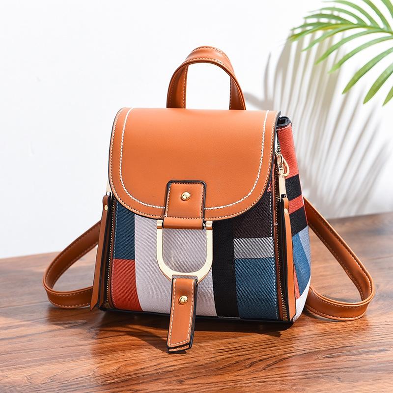 Stylish Ladies Leather Backpack - Soft Pu Material - Coffee