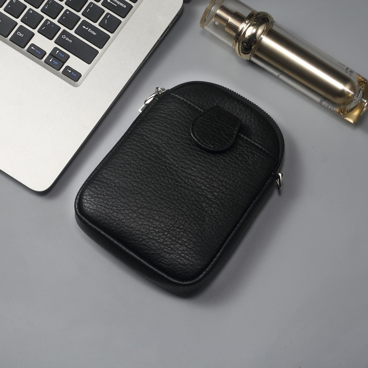 Litchi Texture Phone Crossbody Bag Leather Case For 5.5 Inch - 7.2 Inch Phones - Black