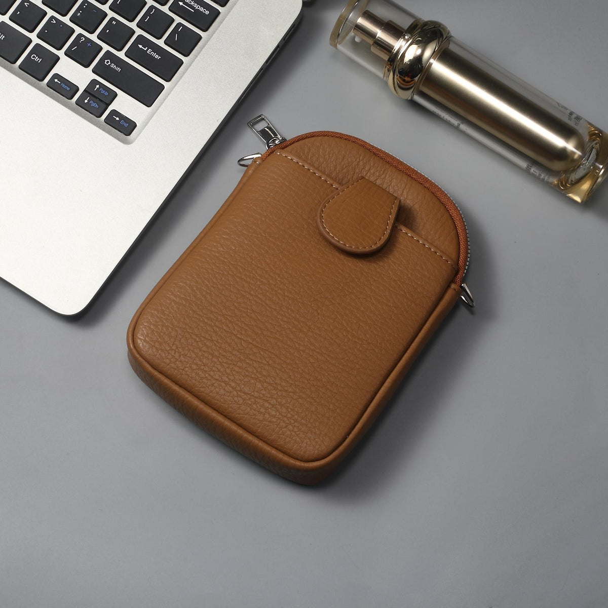 Litchi Texture Phone Crossbody Bag Leather Case For 5.5 Inch - 7.2 Inch Phones - Black