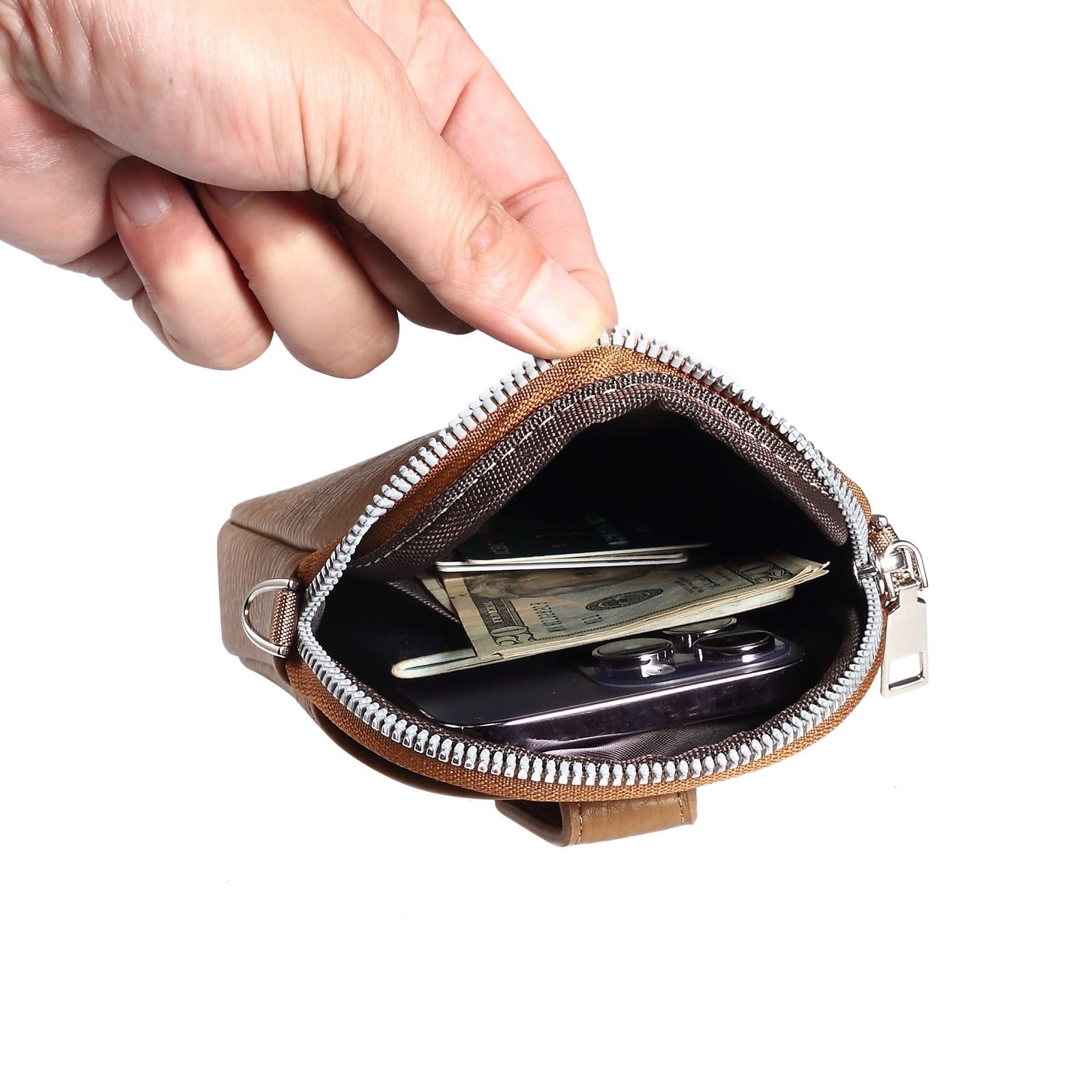 Litchi Texture Phone Crossbody Bag Leather Case For 5.5 Inch - 7.2 Inch Phones - Black