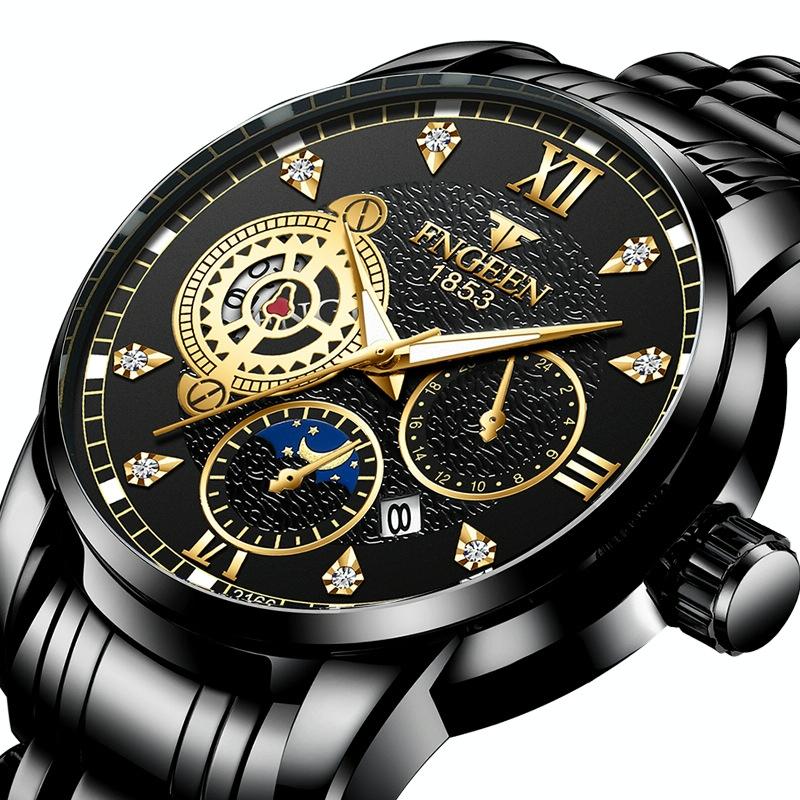 Men Three-eye Hollow Quartz Sports Watch - White Steel White Surface