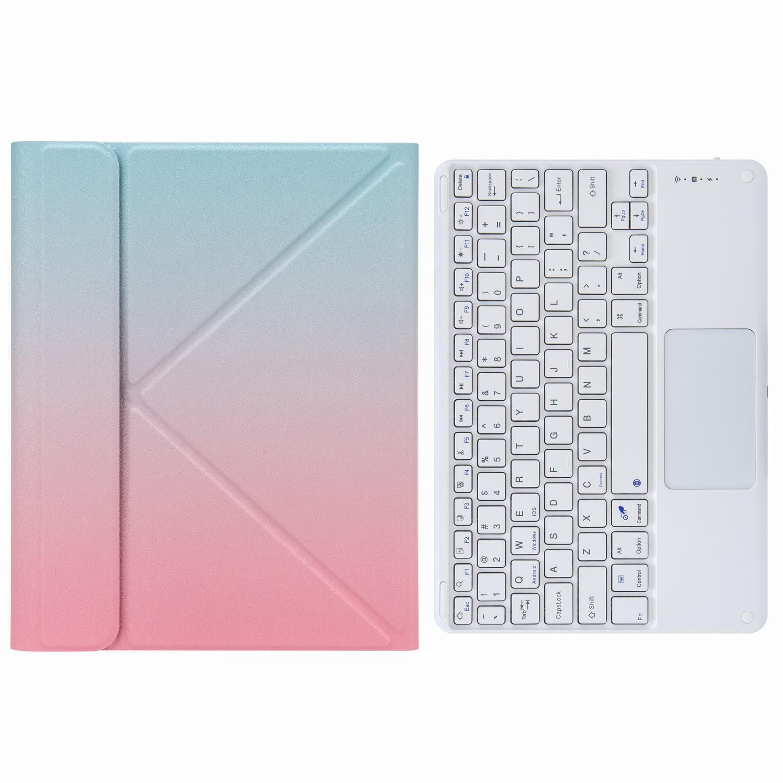 Bluetooth Keyboard Leather Case For Ipad 10.2 / Pro 10.5 - Three-Fold Holder - Pink Blue