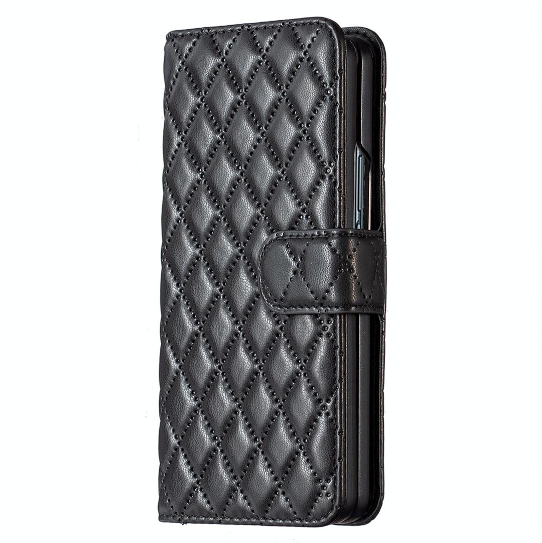 For Samsung Galaxy Z Fold4 5G Diamond Lattice Flip Wallet Case - White