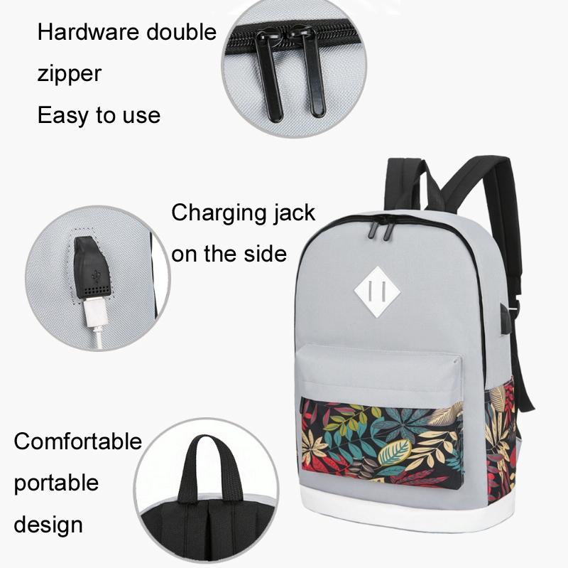 Versatile Student Backpack with Usb Port - College Style - Tree Red