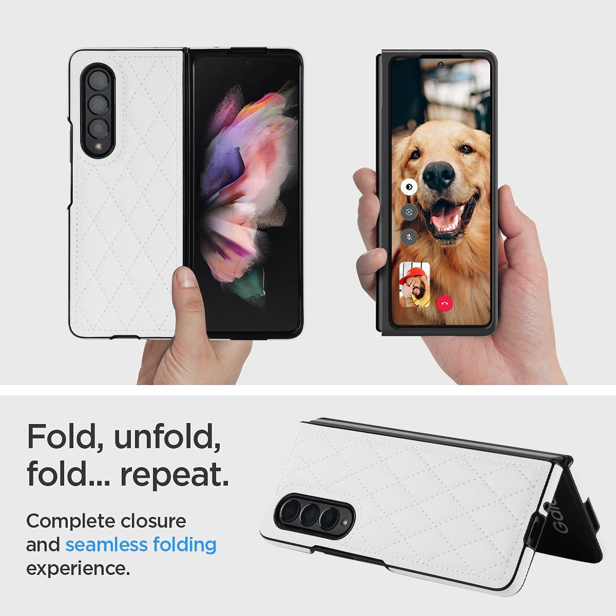 For Samsung Galaxy Z Fold4 5G Foldable Microfiber Phone Case - Rhombic Design - Pink