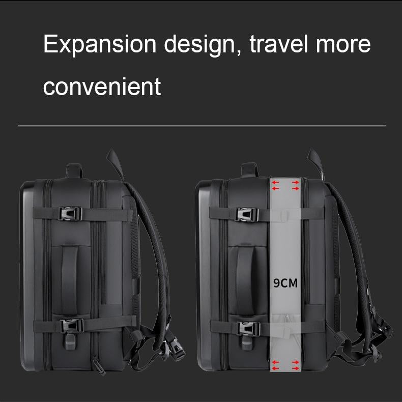 Waterproof Expandable Hard Shell Backpack with Usb Charging - Large Capacity Black - 162 Deep Gray