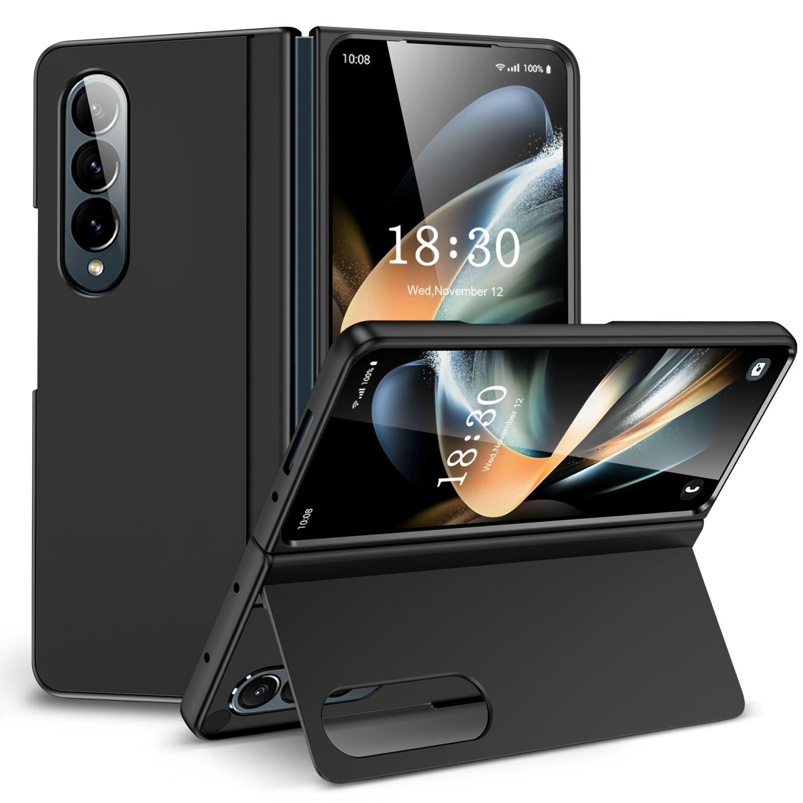 For Samsung Galaxy Z Fold4 5G Foldable Phone Case With Holder - Full Coverage - Dark Purple