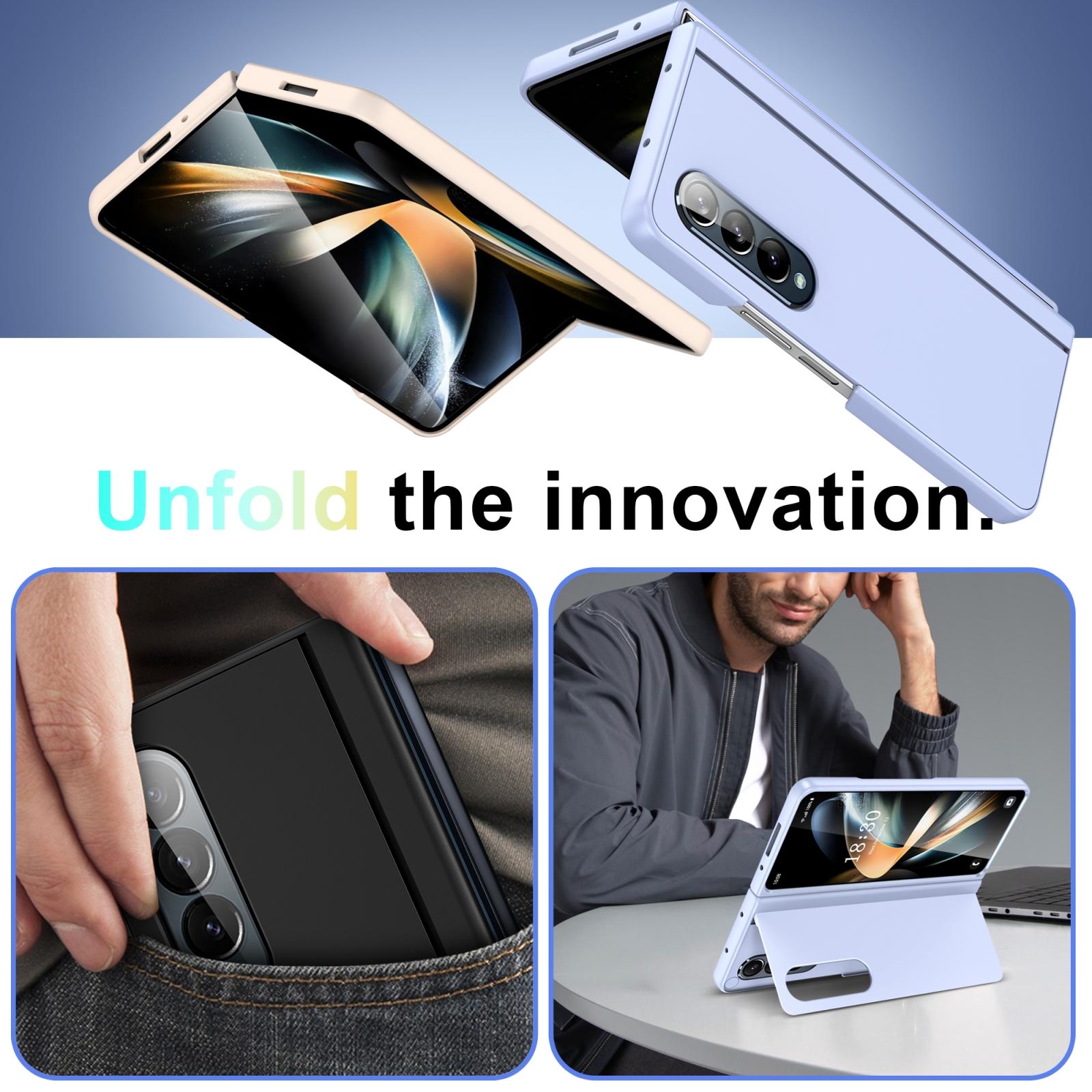 For Samsung Galaxy Z Fold4 5G Foldable Phone Case With Holder - Full Coverage - Dark Purple