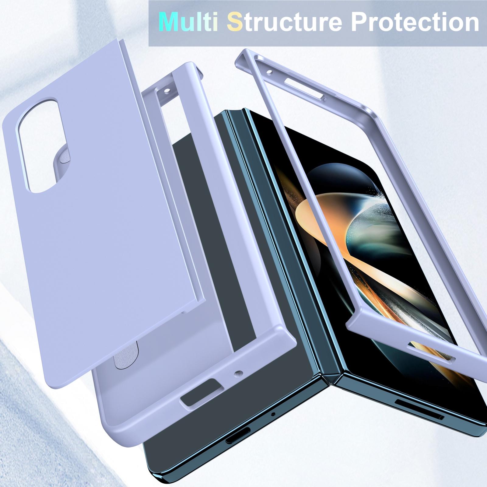 For Samsung Galaxy Z Fold4 5G Foldable Phone Case With Holder - Full Coverage - Dark Purple