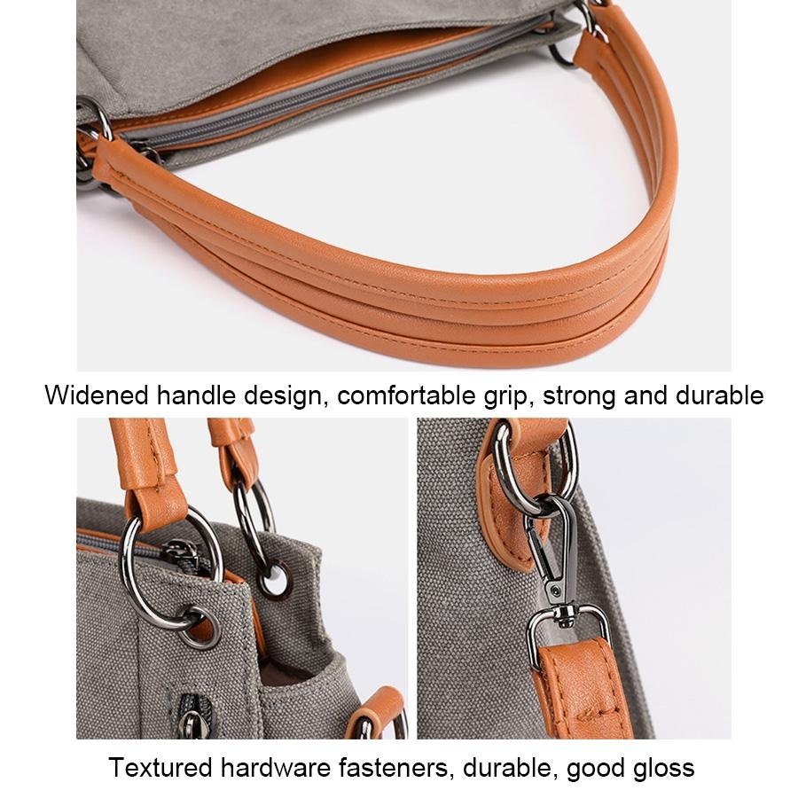 Canvas Shoulder Bag - Spacious and Stylish - Purple Coffee