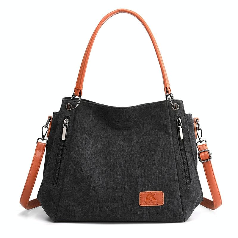 Canvas Shoulder Bag - Spacious and Stylish - Purple Coffee