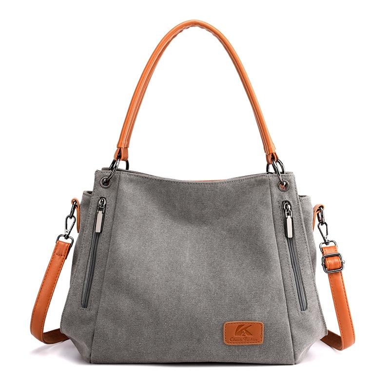 Canvas Shoulder Bag - Spacious and Stylish - Purple Coffee