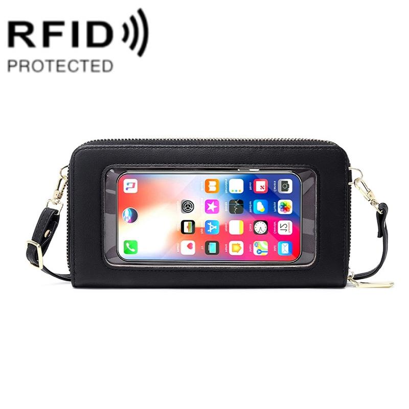Anti Theft Rfid Cross Body Phone Bag With Touch Screen - Royal Blue
