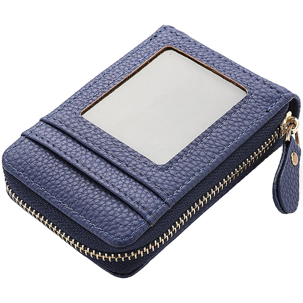 Multi Slot Short Card Holder With Zipper Coin Purse Pu Leather - Coffee