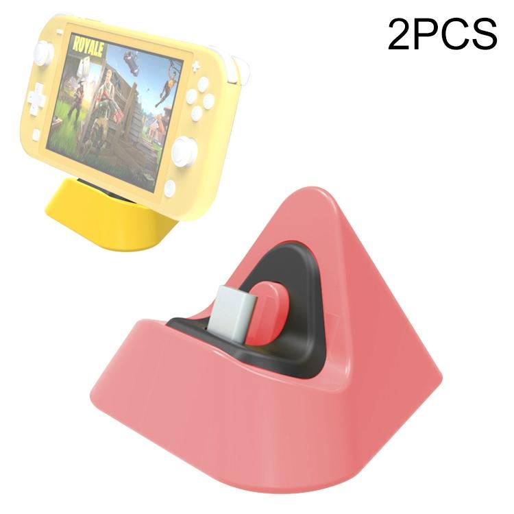 2-Pack Portable Triangle Charger For Nintendo Switch / Lite - Coral Red