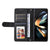For Samsung Galaxy Z Fold4 5G Metal Button Leather Case - Tree Design - Blue