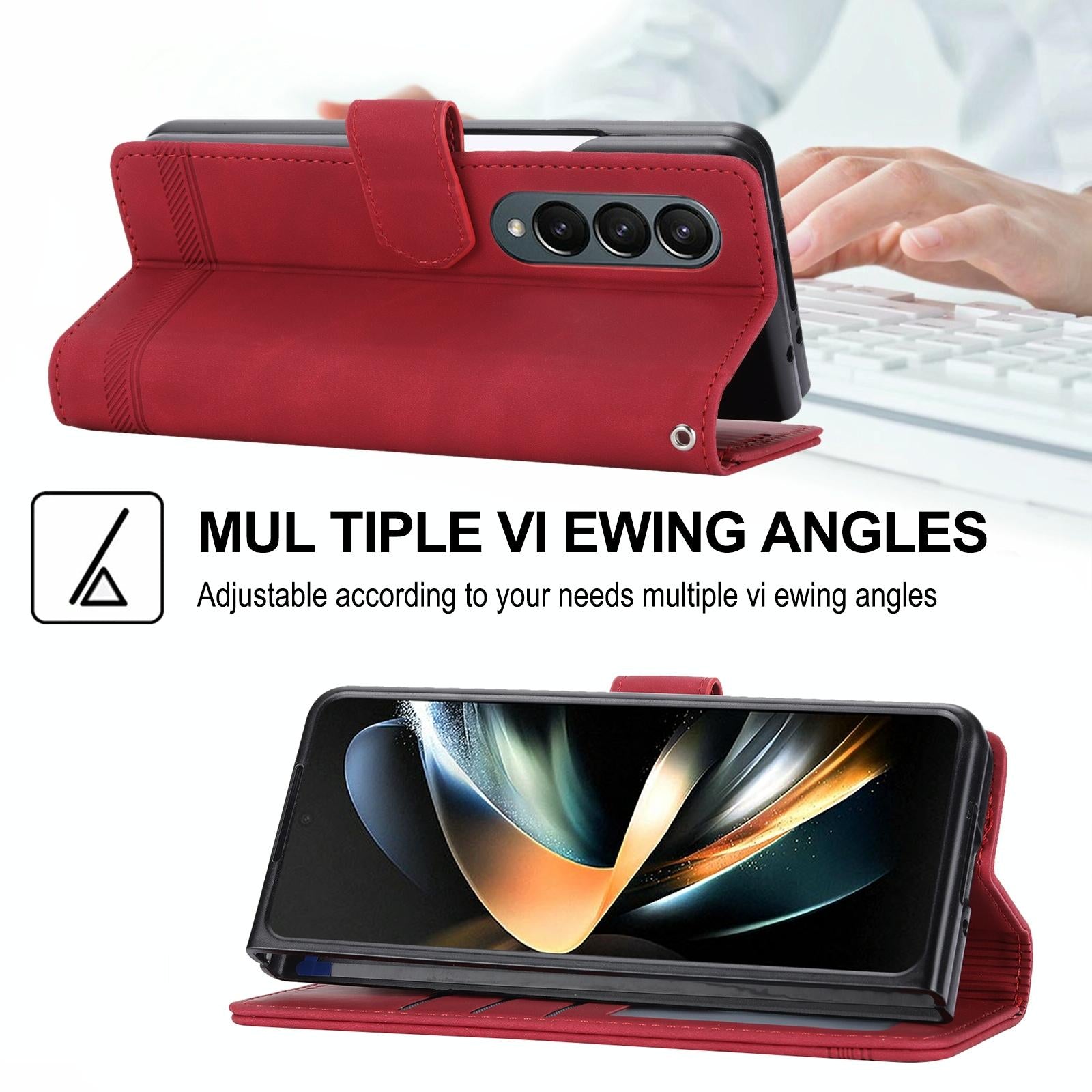 For Samsung Galaxy Z Fold4 5G Premium Leather Tpu Case - Blue