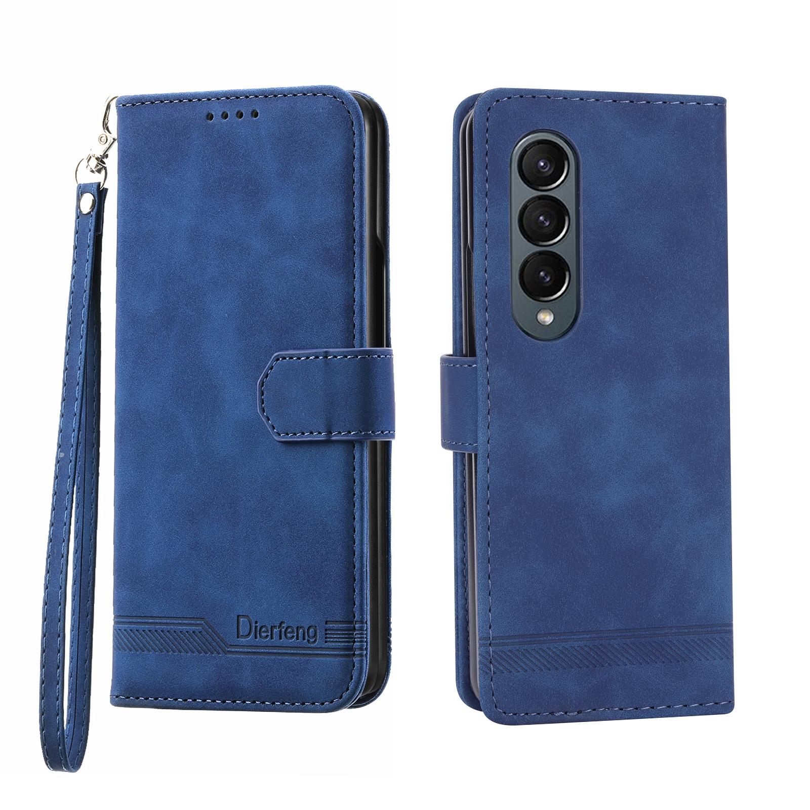 For Samsung Galaxy Z Fold4 5G Premium Leather Tpu Case - Blue
